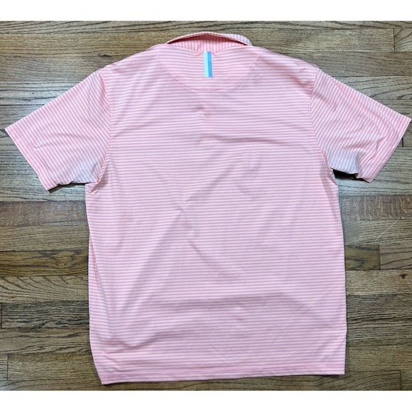 Rhoback Polo Golf Shirt Pink Striped Dog Logo Performance Golf Men's Sz XL - Picture 4 of 5